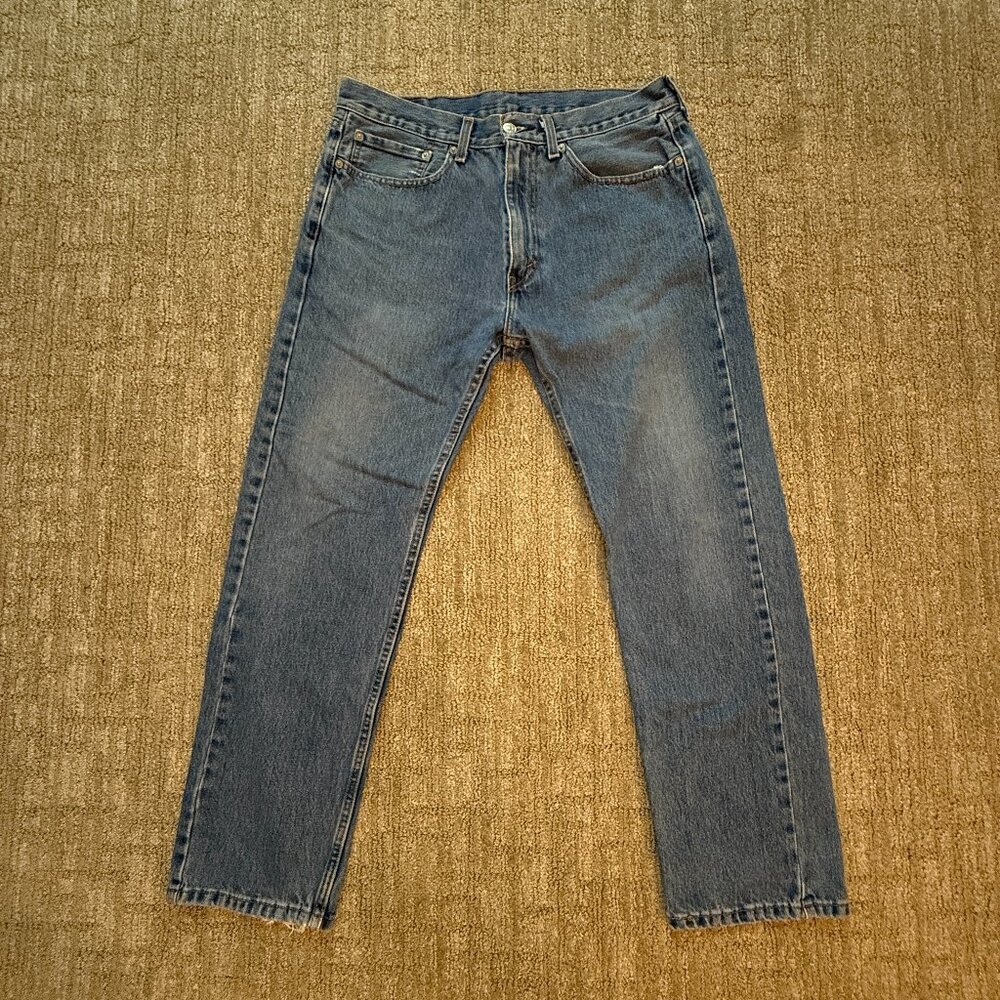 Levi's Men's 505 Regular Fit Straight Leg Medium Wash Denim Jeans Size 34x30